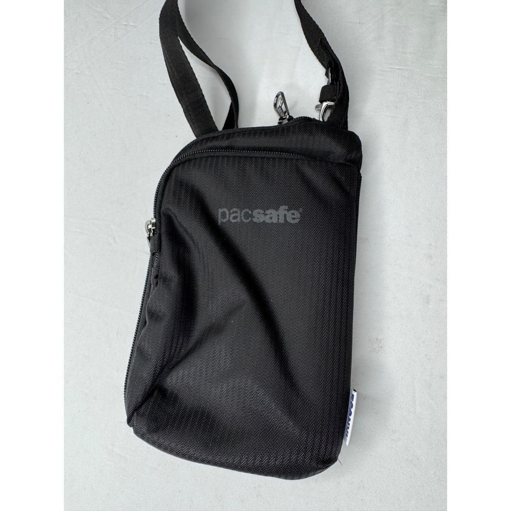 Pacsafe Econyl Anti-Theft Crossbody Bag RFIDsafe Black Travel Pouch Card Slots